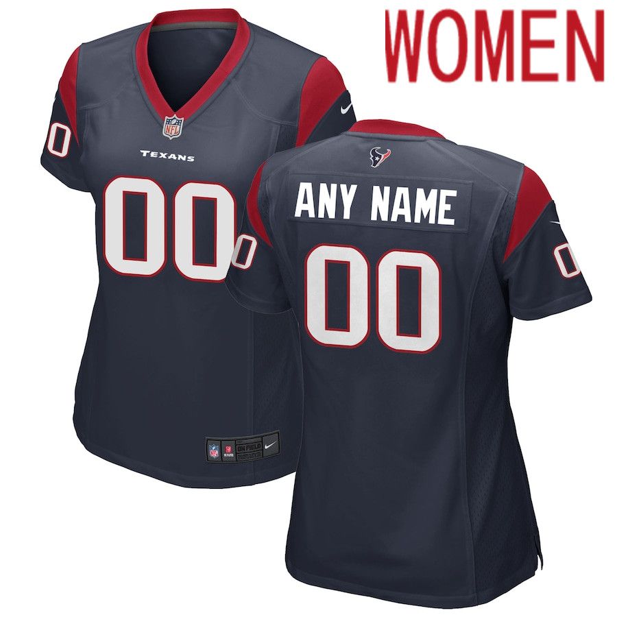Women Houston Texans Nike Navy Custom Game NFL Jersey->women nfl jersey->Women Jersey